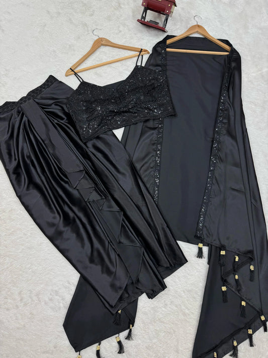 Good Looking Black Color Dhoti Suit With Shrug