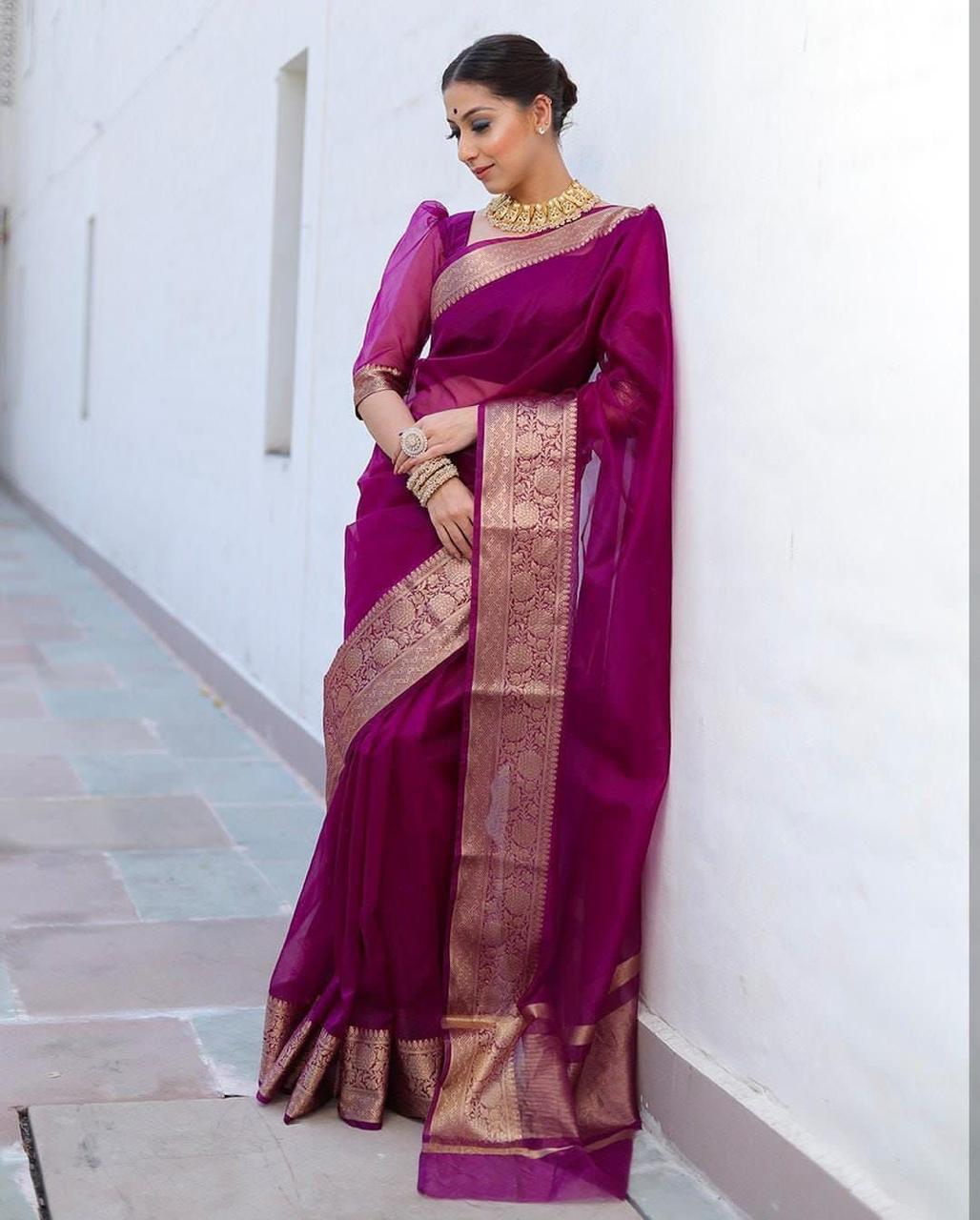 ORGANZA SAREE PURPLE