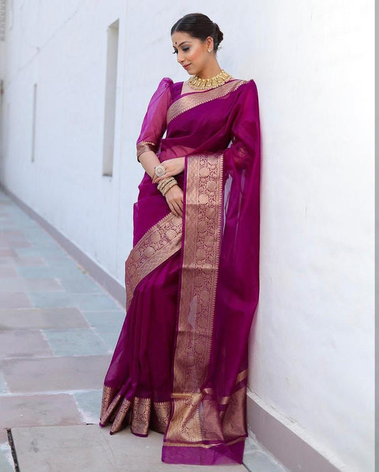 ORGANZA SAREE PURPLE