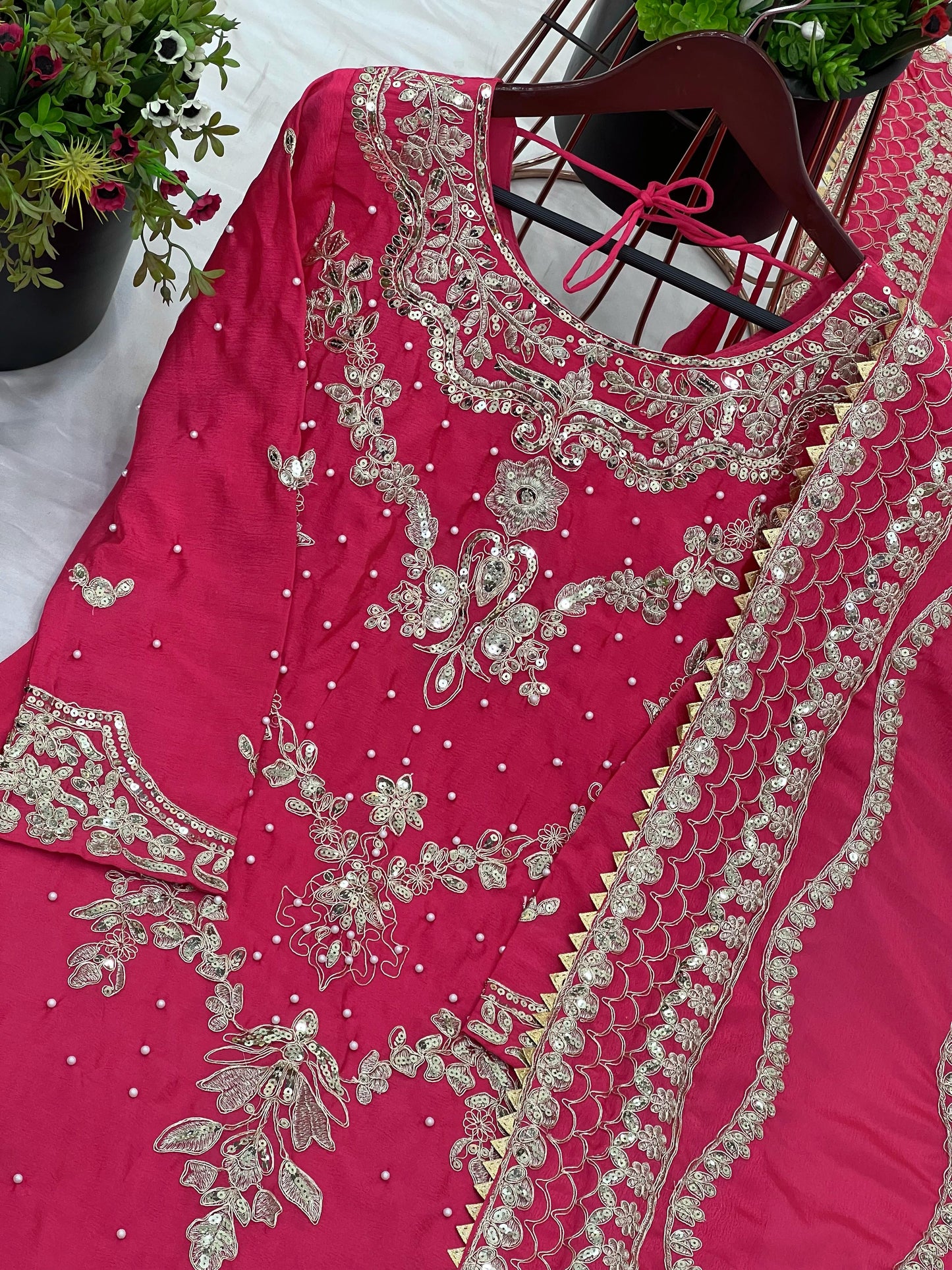 Designer Heavy Pink Color Sharara Suit