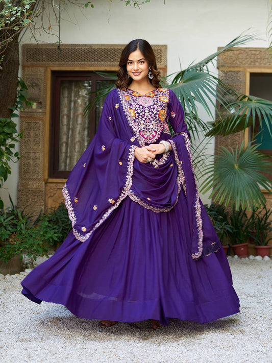 Launching New Festival Long Gown & Heavy Dupatta PURPLE