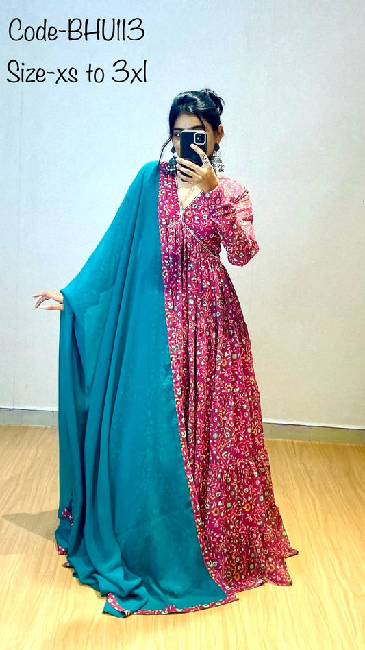 Fusing of ethnic and modern style our stylish floral colorful dress