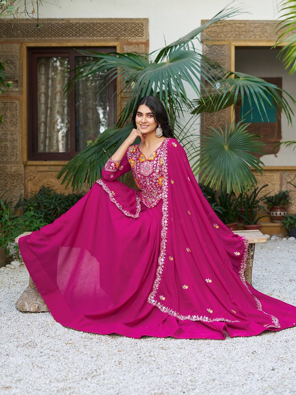 Launching New Festival Long Gown & Heavy Dupatta