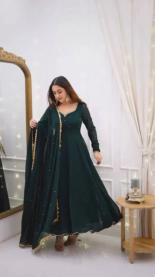 Precious Teal Green Color anarkali Gown