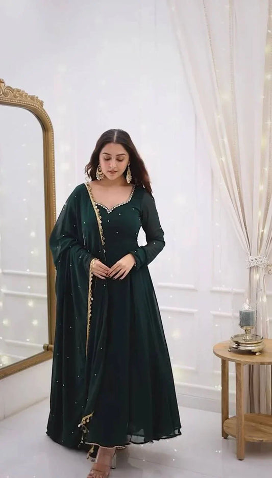 Precious Teal Green Color anarkali Gown