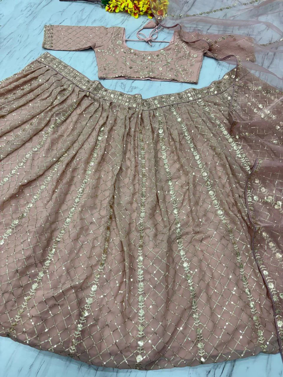 Marriage Special Heavy Work Peach Color Lehenga Choli
