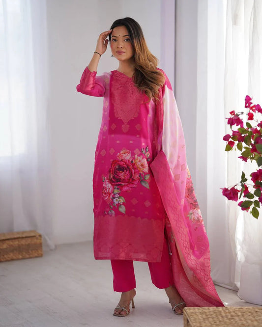 Elegant Digital Print Pink Color Salwar Suit