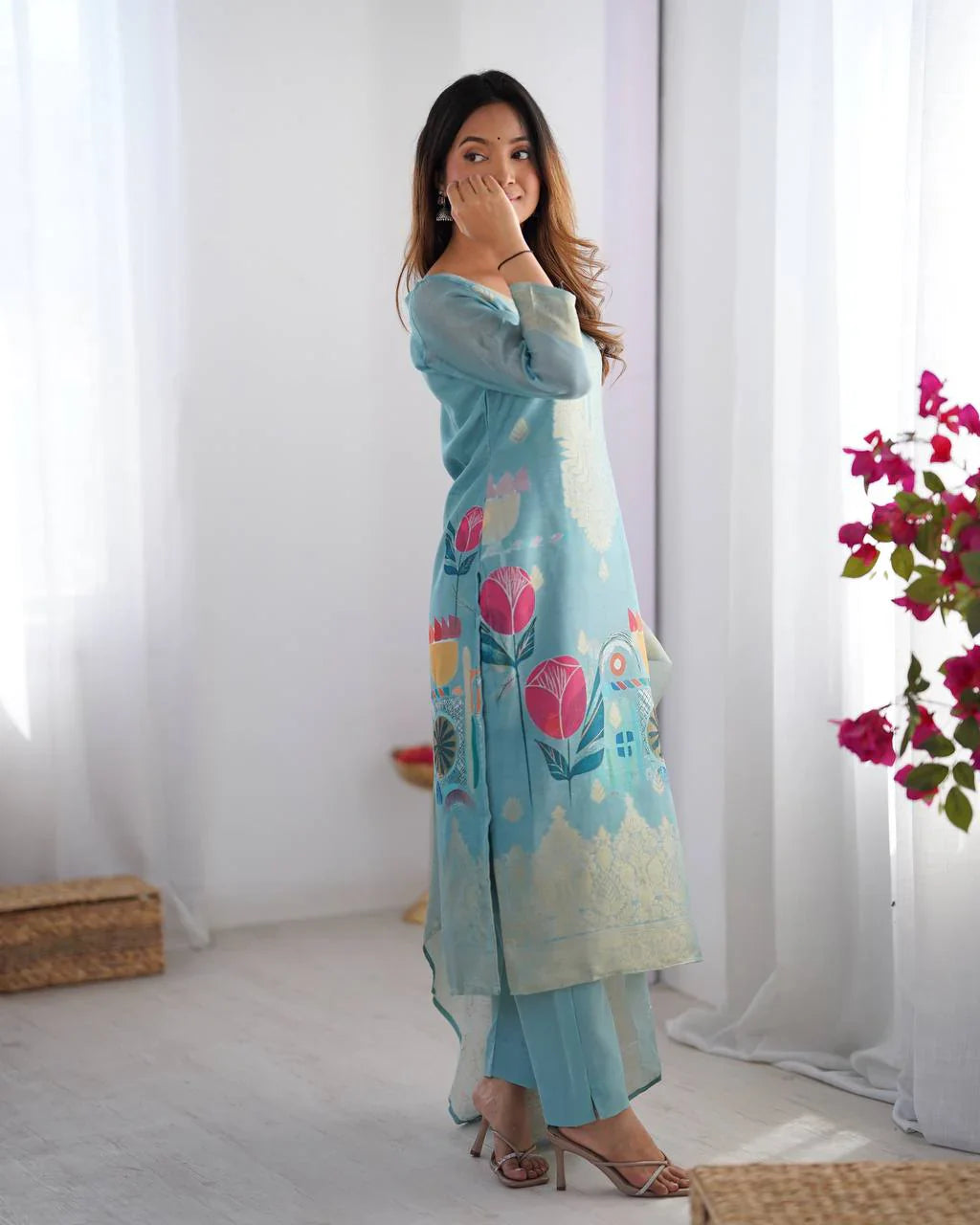 Elegant Digital Print Blue Color Salwar Suit